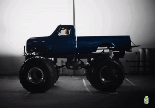 Blue Monster Truck and Lychee Juice Bottle