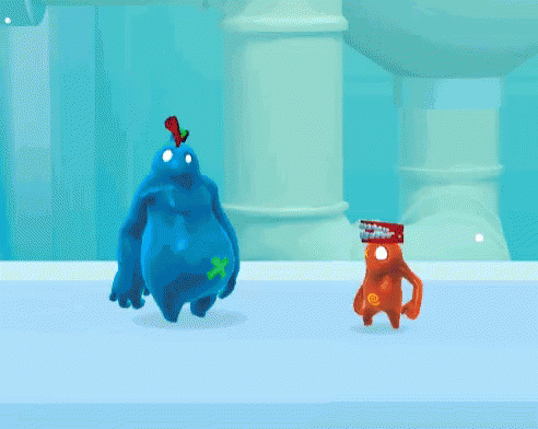 Blue Monster With Green Star Next to Orange Monster