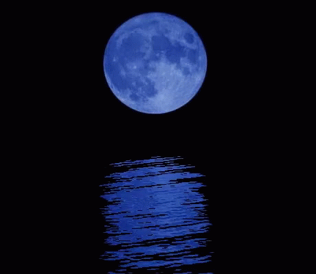 Blue Moon Reflection In Water GIF