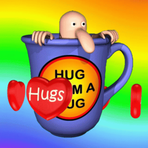 Blue Mug Saying Hugs