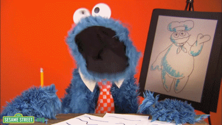 Blue Muppet Cookie Monster GIF.