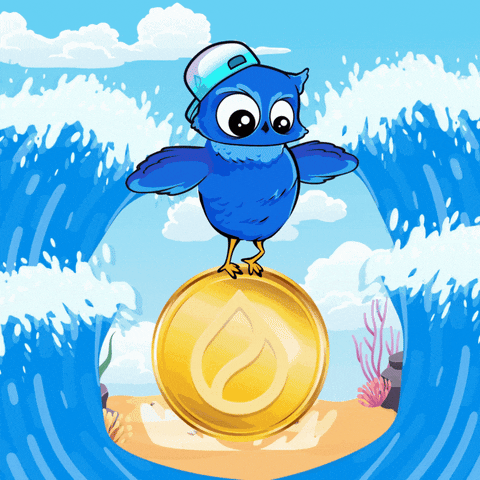 Blue Owl Balance On Spinning Big Coin GIF