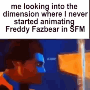 Blue Paint Man Looking Into Dimension Where I Never Started Animating Freddy Fazbear in SFM