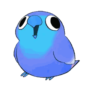 Blue Parrot Cartoon with Big Eyes