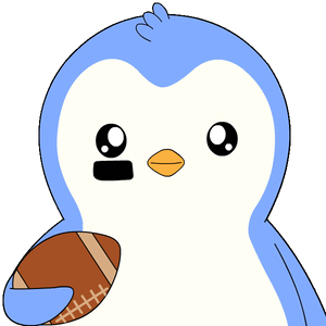 Blue Penguin Holding Brown Football