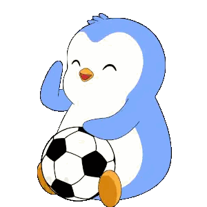 Blue Penguin Holding Soccer Ball