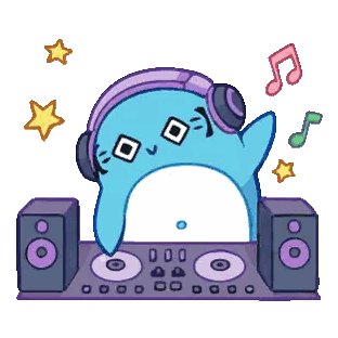 Blue Penguin Playing Music on Turntable