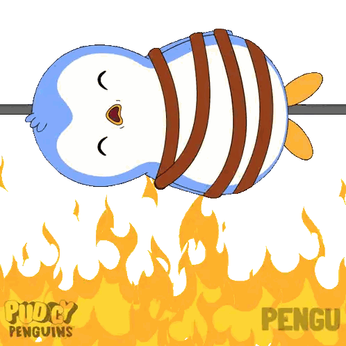Blue Penguin Tied to Pole