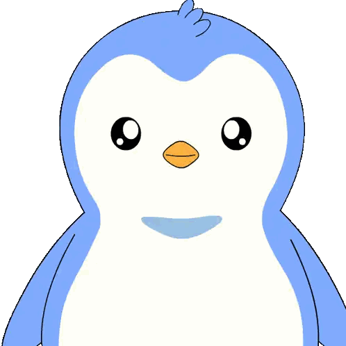 Blue Penguin With Heart Eyes and Flower