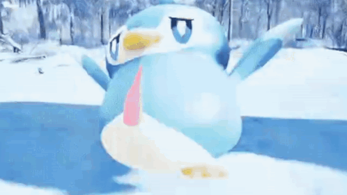 Blue Pokemon and Pink Pokemon on a Rock