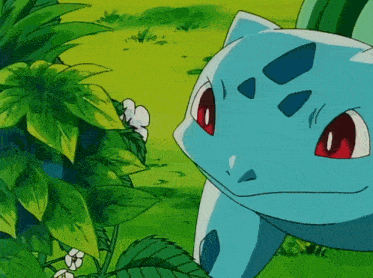Blue Pokemon Peeking From Behind Plants