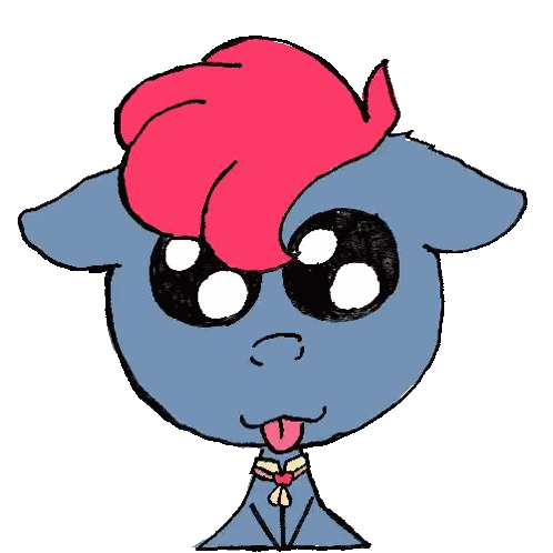 Blue Pony with Red Mane Sticking Out Tongue