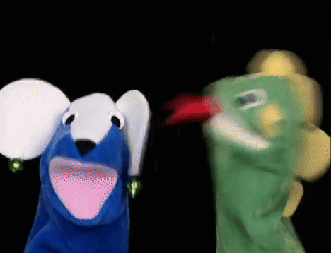 Blue Puppet And Green Puppet GIF