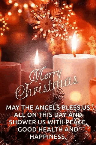 Blue Red Candle Light Christmas Card GIF