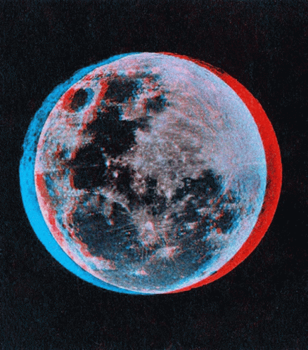 Blue Red Green Lights Moon GIF