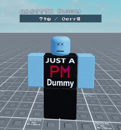 Blue Roblox Character With PM Dummy Shirt GIF