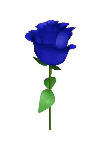 Blue Rose with Green Stem and Leaf