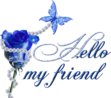 Blue Rose With Pearls Butterfly Says Hello My Friend