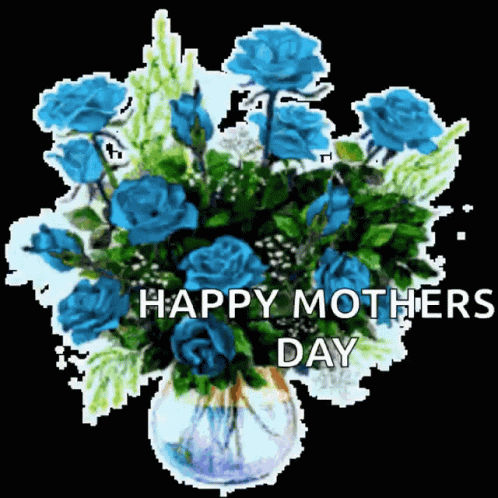 Blue Roses Bouquet Happy Mothers Day GIF