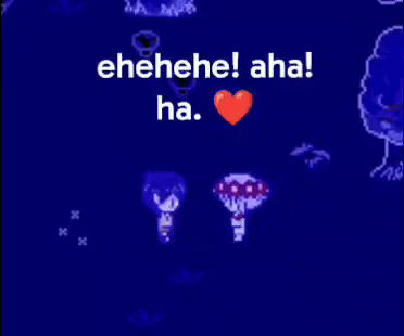 Blue Screen With Red Heart Saying Eehehe Aha Ha