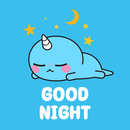 Blue Seal With Horn Saying Good Night GIF