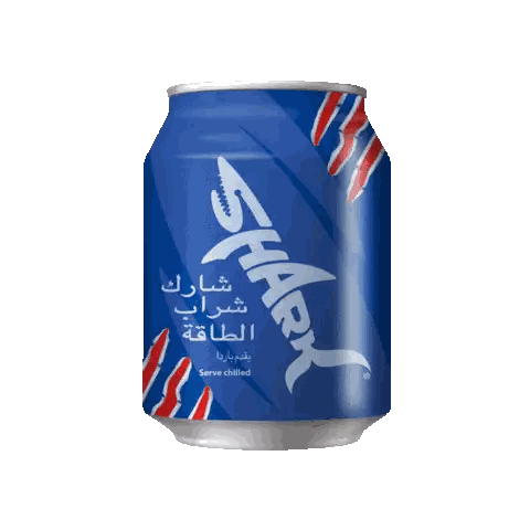 Blue Shark Drink Can with Arabic Writing