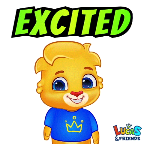 Blue Shirt Cartoon Saying Excited