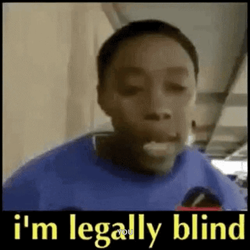 Blue Shirt Man Says I'm Legally Blind Eating