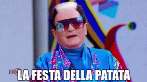 Blue Shirt Man Says La Festa Della Patata GIF
