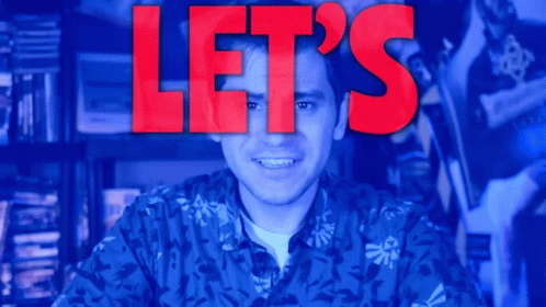 Blue Shirt Man Smiling Let's Background GIF