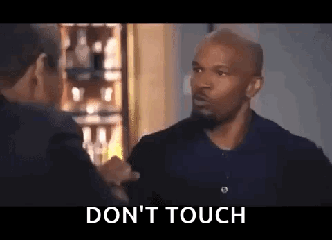 Blue Shirt Man Telling Other Man Don't Touch GIF