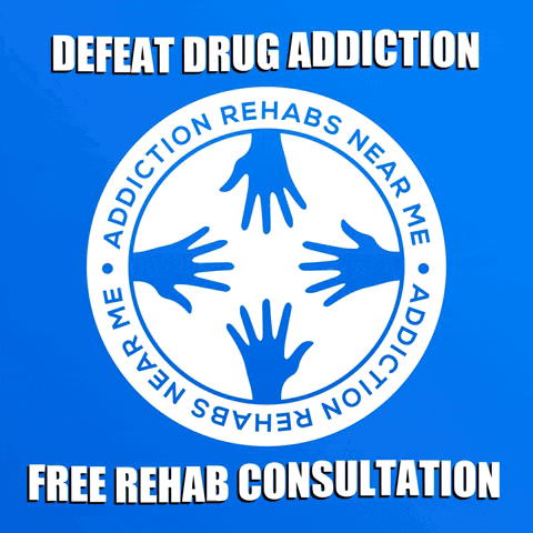 Blue Sign Defeat Drug Addiction Free Rehab Consultation GIF