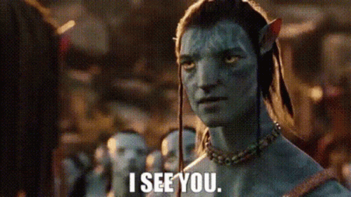 Blue Skin Man Says I See You GIF