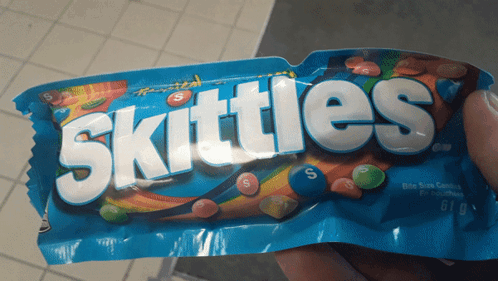 Blue Skittles Candy Pack GIF