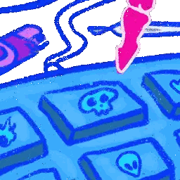 Blue Skull On Blue Block