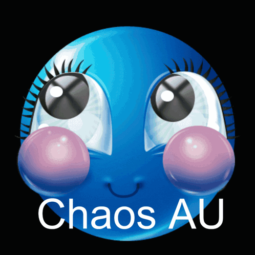 Blue Smiley Bubbles on Cheeks Chaos Au