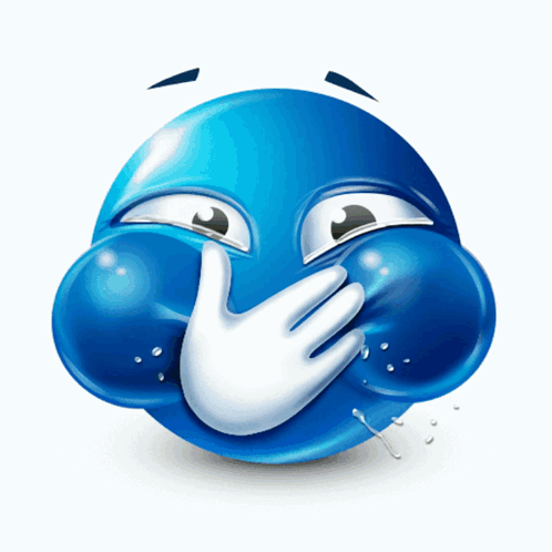 Blue Smiley Covering Mouth