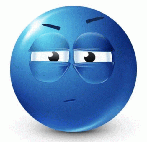 Blue Smiley Face Serious Look