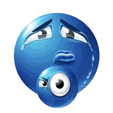 Blue Smiley Face with Tears