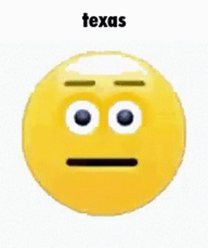 Blue Smiley Face With White Eyes Saying Texas