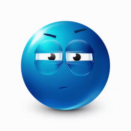 Blue Smiley With Serious Look