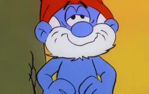 Blue Smurf Red Hat Beard GIF