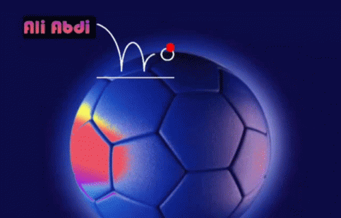 Blue Soccer Ball With Name Ali Abdi GIF