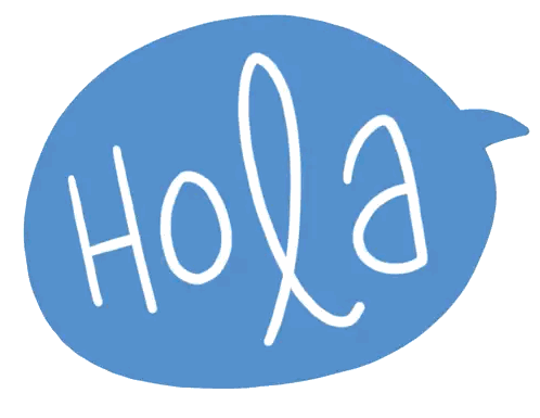 Blue Speech Bubble Saying Hola