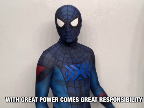 Blue Spiderman With Great Power Comes Great Responsibility GIF