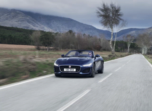 Blue Sports Car With License Plate SBG 894 GIF