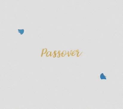 Blue Star With Flowers and Gold Passover Text