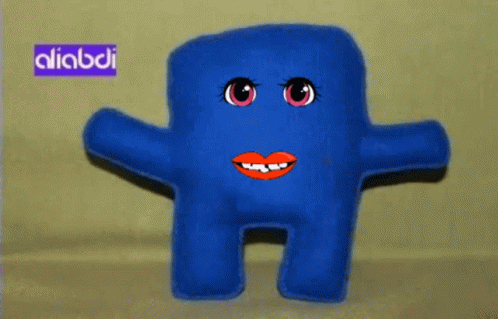 Blue Stuffed Animal Cartoon Face Aliabdi GIF