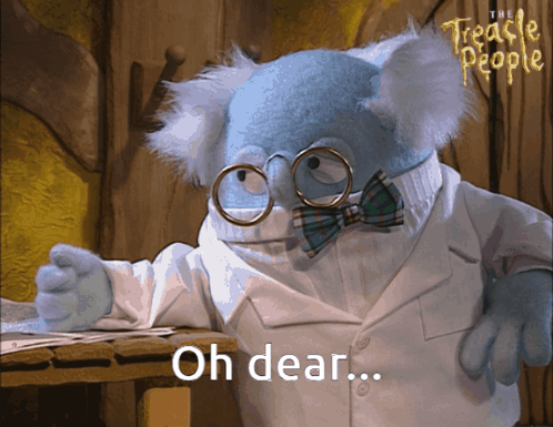 Blue Stuffed Animal Glasses Bow Tie Says Oh Dear