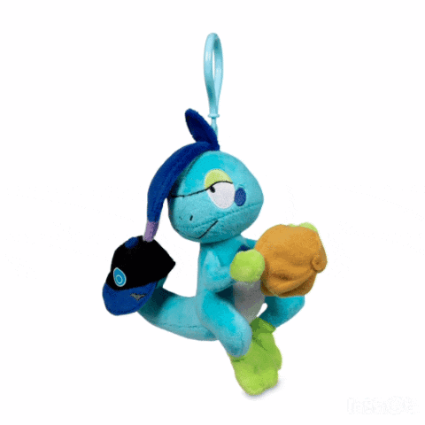 Blue Stuffed Animal With Purple Tail on Hook